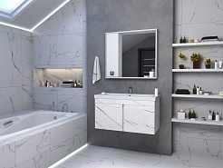 Misty Тумба с раковиной Торос 100 белый мрамор – фотография-5